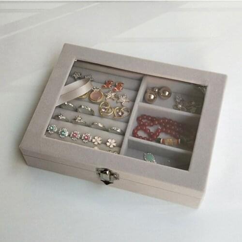 High Quality Gray Velvet Jewelry Display Box Case for Rings Earrings Bracelets Necklaces or Jewelry Ornaments Storage Organizer