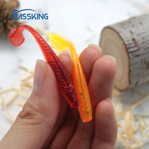 BASSKING 40pcs T- tail Soft Bait Fishing Lure 6cm 1.55g Worm Bait Isca Artificial Bait Fishing Wobbler Pesca Bass Swimbait Peche