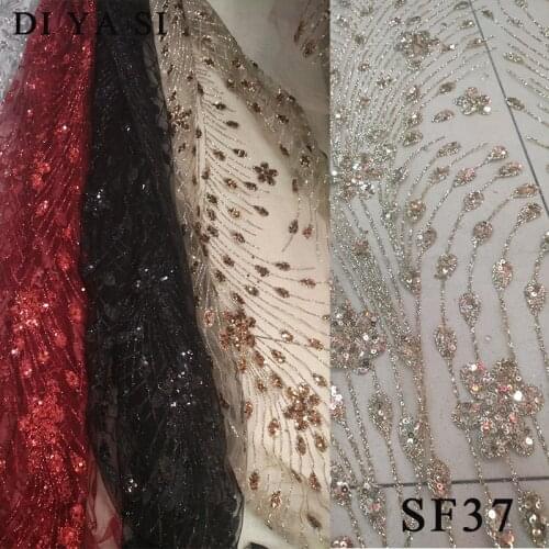 Glitter lace with blouse gold lace fabric african lace fabric 2018 high quality lace in gold SF37 glitter lace fabric