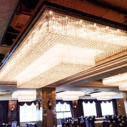 Large hotel engineering crystal lamp rectangular ceiling lamp sales department restaurant jewelry store lobby lobby custom lamp