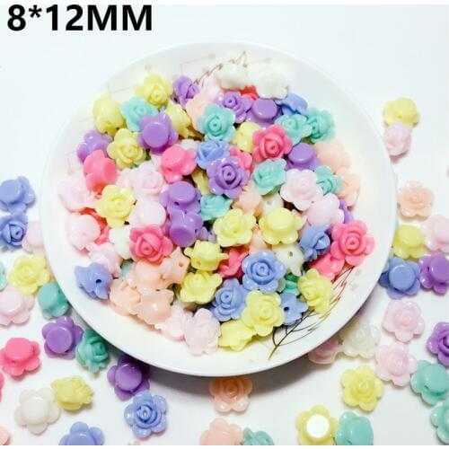 110Pcs/Pack Charm Flower Shape Acrylic Loose Beads Cute DIY Necklace Bracelet Candy Color Mix Beads For Kids New Jewelry Making