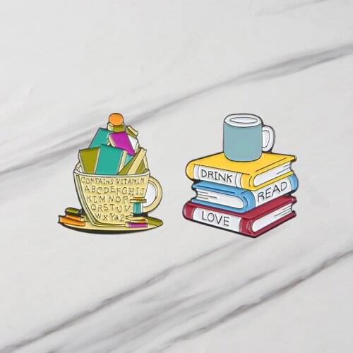 Cup With 26 Letters And Cartoon Brooches For Several Books With Different Convers For Clothes Bag Punk Jewelry Gift For Friends