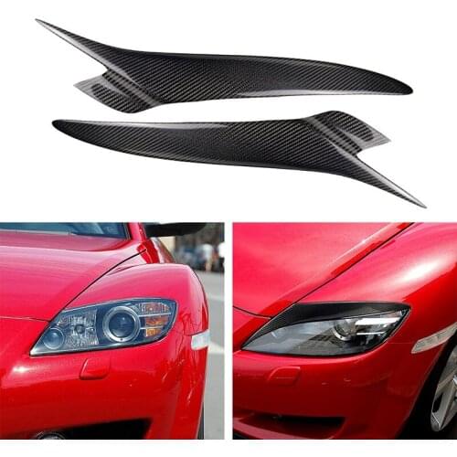 Real Carbon Fiber Headlight Eyelid Eyebrow Cover for Mazda RX 8 RX8 2004-2008 Car Headlight Protector Stickers Accessories