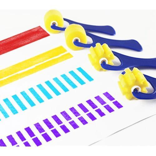 4 Pcs 13*5.8CMPlastic Handle Childrens Painting Graffiti Kids Drawing Toys Sponge Brush Seal Sponges Paint Brushes