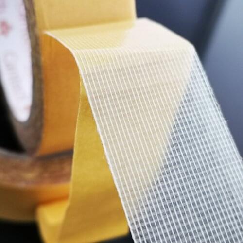 Mesh fiber double-sided Tape Non-marking cloth adhesive tape Wear-resistant high-viscosity carpet leather Special tape 25M