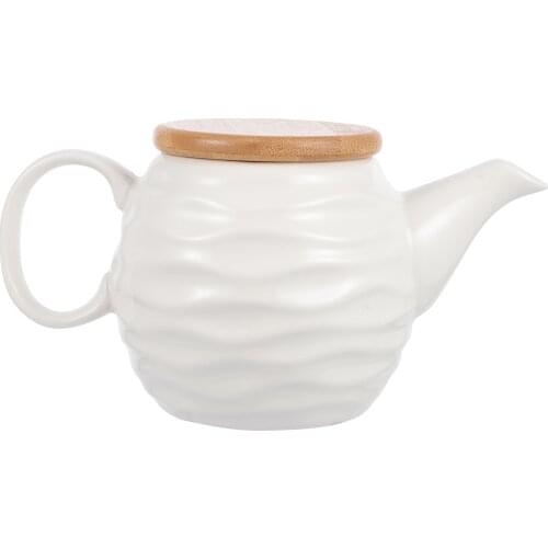 1pc Ceramic Oil Pot Kitchen Vinegar Cruet Multi-Purpose Storage Container Ceramic Sauce Pot Kitchen Bamboo Cover Seasoning Pot