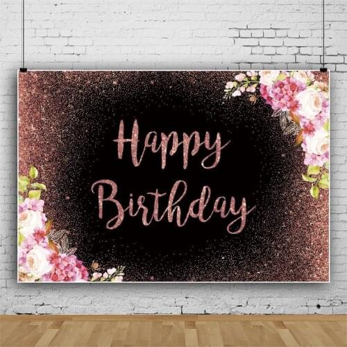 Beautiful Flower Rose Golden Light Point Party Background Girl Birthday Table Decoration Photography Photo Child Vinyl Backdrop