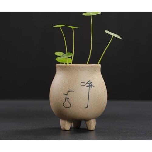 Creative Zen Stoneware Hydroponic Small Flower Decoration Water Dish Ceramic Special Offer Tea Pet Flower Desktop Ornaments