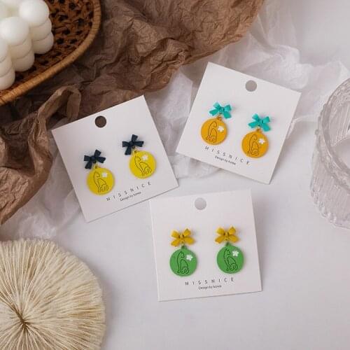 MISSNICE New Arrivals Kitten Graphics Round Drop Earrings Trendy Bow-knot Girls Accessories Pendientes Mujer Moda