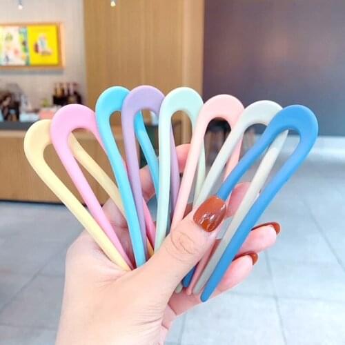 Fashion U Shape Candy Color Hair Sticks Hair Accessories For Women Simple Daily Hairstyle Hairpins Clips Girl Headwear Wholesale