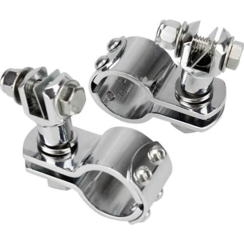 Motorcycle 1-1/4" 32mm Chrome Highway Crash Bar Footpegs Foot peg Rest Clamps Engine Guard Mounts Adapter for Harley Honda ATV