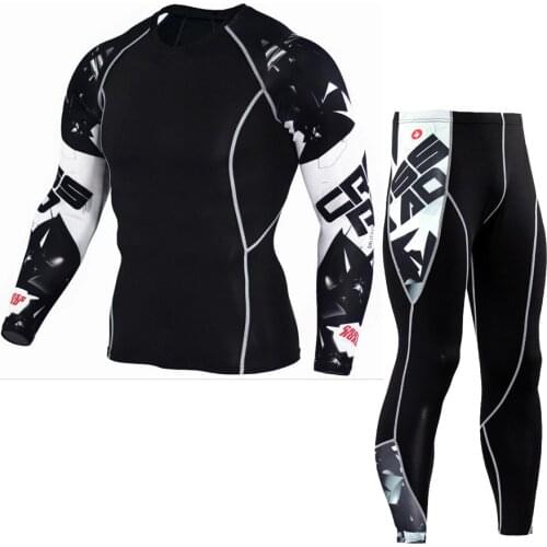 Mens sports suit tights long sleeve sports mens fitness T-shirt quick drying super elastic Pro suitS