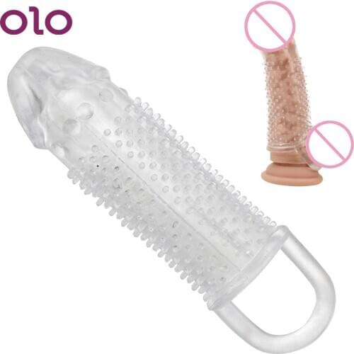 OLO Penis Sleeve Cock Rings G-spot Stimulation Cock Sleeve Enlargement Reusable Condom Delayed Ejaculation Sex Toys For Men