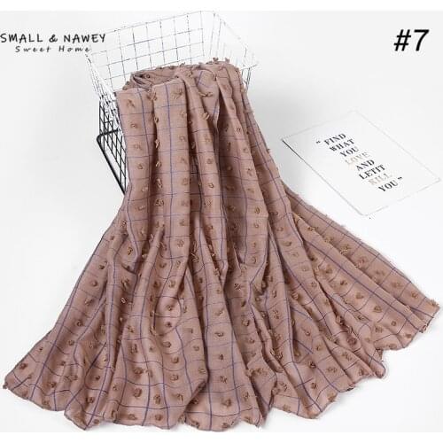 80*180CM Malaysia cotton and linen pure color long scarf hair ball flocking jacquard hair ball monochrome headscarf wholesale