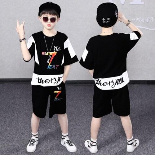 4-14 Years Summer Boy Clothing Set 2021 New Fashion Casual Active T-shirt+ Pant Kid Children Boy Teenager Clothing
