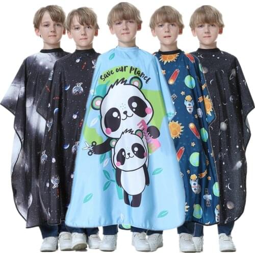 Hair Salon Barber Professional Childrens Button Waterproof Cape Hairdresser Hairdressing Shark Pattern Haircut Tool Shawl Apron