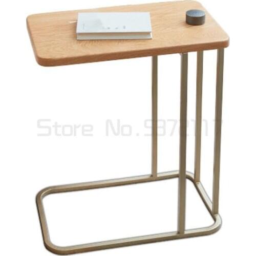 Side table Nordic oak household corner table modern simple sofa side table living room iron tea table