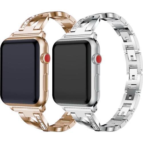 Women Watch band for Apple Watch Bands 38mm 42mm 40mm 44mm diamond Stainless Steel Strap for iwatch series 5 4 3 2 1 Bracelet