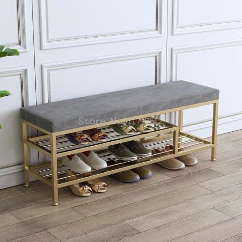 Nordic shoe changing stool home entrance can be seated shoe cabinet rack storage light luxury shoe stool enter the door soft cus