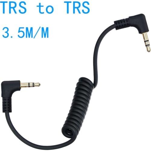 20cm 3.5mm TRS to TRS Dual Right Angled Jack to Jack Coiled Audio AUX Cable Cord For Car Microphone to Camera RODE SC7 BOYA