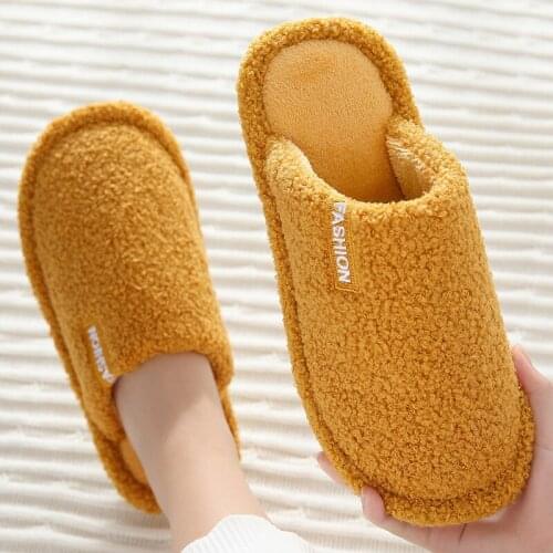 Mens and Womens Cotton Slippers, Home Household Couples, Autumn and Winter Indoor Warmth, Non-slip Platform Slippers