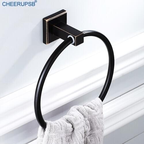Wash Room Bath Towel Ring Bronze Black Wall Mount Hanger Copper Hand Towel Support Vintage Bathroom Rail Holder Porte Serviette