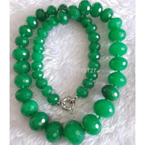 The new 8-20mm Beautiful Green Emerald Faceted Jasper Jewelry Beads Necklace Natural Jade Stone 17'' Wholesale Price