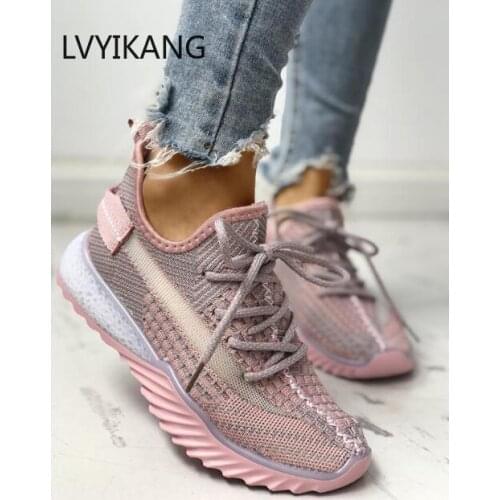 NAUSK 2020 Spring Women Casual Shoes Fashion Breathable Walking Mesh Flat Shoes Sneakers Women Tenis Feminino Vulcanized Shoes