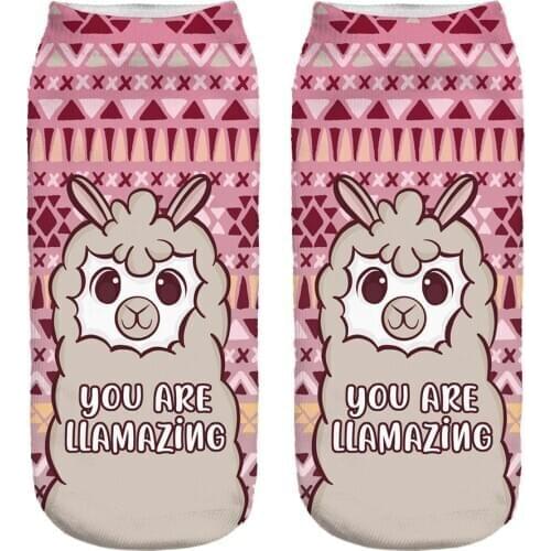 3d Digital Socks Printing Alpaca Women Adult Invisible Socks Magic Socks Ankle Socks 3d Printing Sock Art Socks For Female #W3