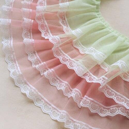 1Meter 14 Colors DIY Clothing Accessories 17cm Ruffle Lace pleated Lace Mesh Lace Trim DIY Ruffles Accessories