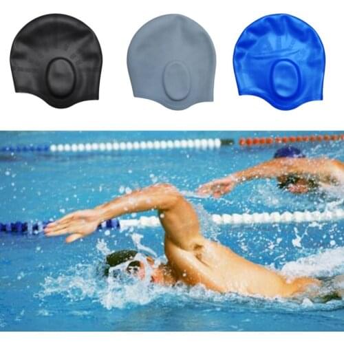 1 Pcs High Elastic Silicone Ear Protection Swimming Caps Adult Waterproof Stretchable Comfortable Summer Swiming Hat 22*23cm