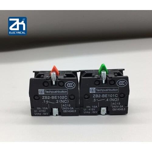 10pcs Xb2 Push Button Switch Zb2be102c(nc) Contact Block Zb2-be101c (no)