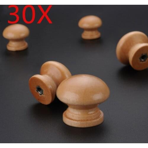 30 / 20 Pieces Wooden Knobs Drawer Pulls Large Small Natural Wood Cabinet Wardrobe Handle Round Knob Kitchen Furniture Hardware