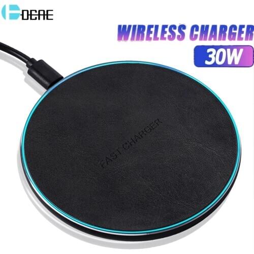DCAE 30W Fast Qi Wireless Charger For iPhone 12 11 Pro XS Max XR X 8 Type C USB Charging Pad for Samsung S9 S10 S20 Note 20 10 9