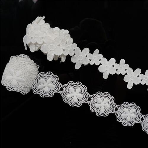 Cusack 3 meter Cream Ribbon Lace Trim for Dresses Costumes Trimmings Home Textile Sewing Milk Silk Embroidered