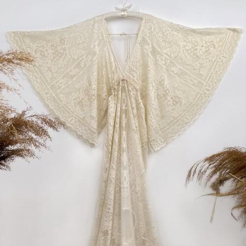 DON&JUDY Antique Lace Kaftan Dresses for Photo Shoot Party Evening Wedding Anniversary Maternity or Non-maternity Dress Clothes