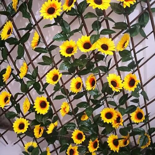 Artificial Plants Flowers Home Decor Hanging Silk Fake Leaves for Garden Decorations 225cm Fake Sunflower Vine