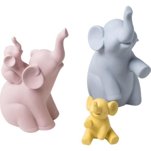 Elephant Ceramic Decoration Nordic Cartoon Cute Elephant Family Four-Family Home Living Room Childrens Room Decoration