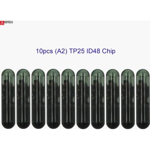KEYECU 10pcs (A2) TP25 ID48 Transponder Chip Glass Blank Chip for Audi Key