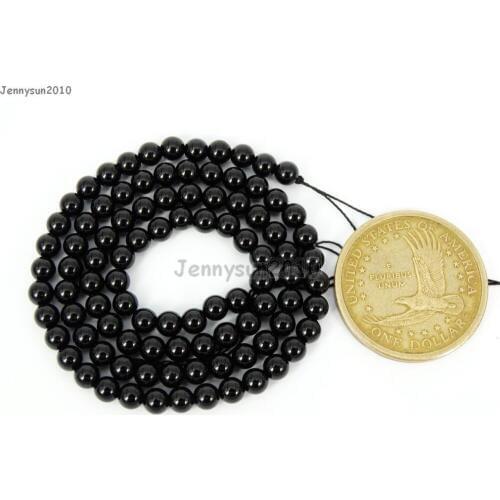 Grade AAA Natural Black Onyx Gems Stones 4mm Round Ball Spacer Beads 15.5'' Strand for Jewelry Making Crafts 5 Strands/Pack