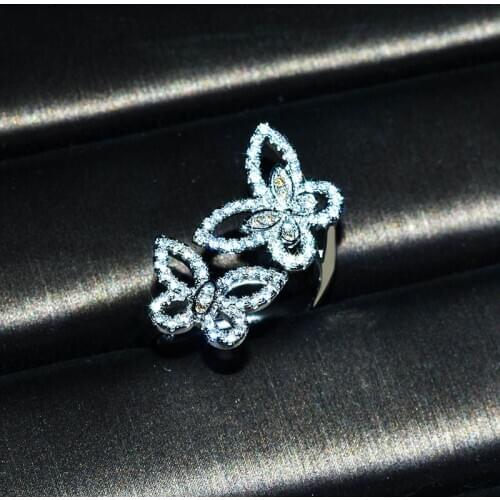 S925 Charm Butterfly Rings Fashion Adjustable Design Hollow Fine Jewelry Are Unusual Female Wedding Party Luxury Finger Ring