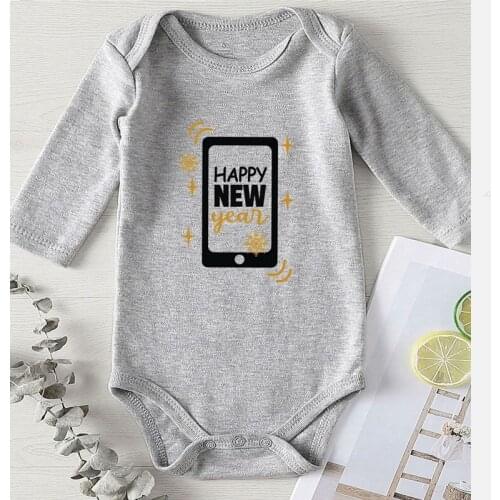 Happy New Year Printing Baby Boy Clothing Infant Outfits Toddler Jumpsuits Cotton New Born Baby Girl Clothes 0-24 Months