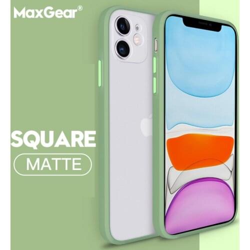 Square Mint Color Hybrid Simple Matte Clear Phone Case For iPhone 11 Pro XS Max X XR 7 8 Plus SE 2 Shockproof Soft Frame Cover
