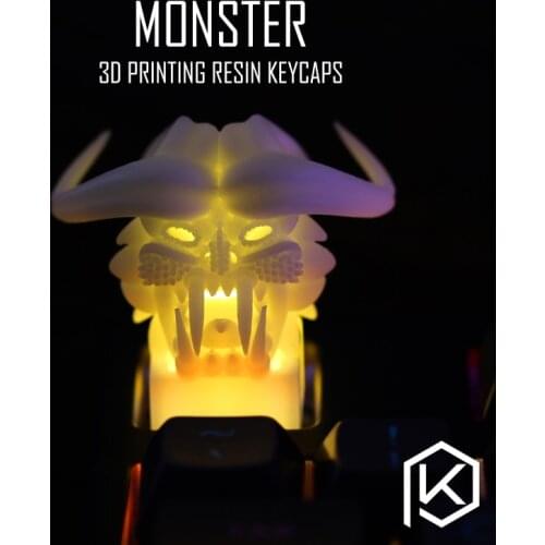 Novelty Shine Through Keycaps 3d printed print printing pla monster custom mechanical keyboards light Cherry MX compatible