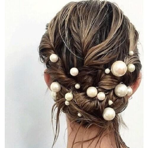 MISANANRYNE 20Pcs/box Women U-shaped Pin Metal Barrette Clip Hairpins Pearl Bridal Tiara Wedding Hair Accessories Wholesale