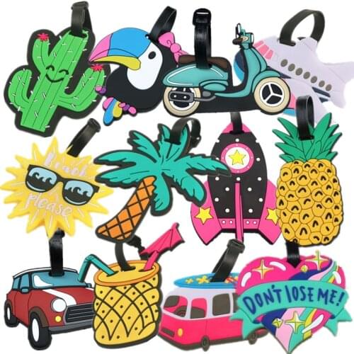 Fashion Car Plane Bird Luggage Tags Suitcase Holder Travel Accessories ID Addres Silica Gel Portable Label Glasses Baggage Tag