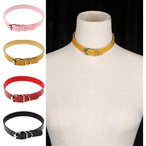 Fashion Womens Leather Buckle Belt Collar Necklace Punk Gothic Chain Bracelet Choker Party Accessory Multi Color