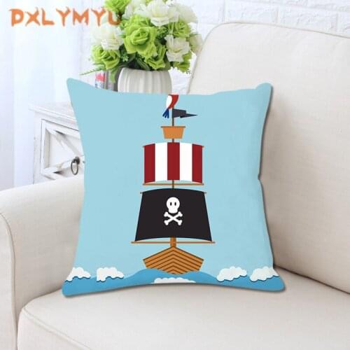 Cartoon Cushion Covers for Sofa Decorative Cushion Blue Captain Lighthouse Print Soft Pillowcase Throw Pillow Cover Kids Gift
