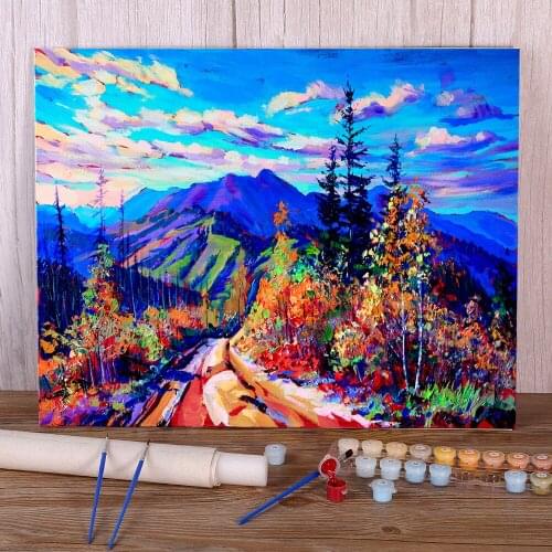 Landscape Autumn Day DIY Painting By Numbers Package Oil Paints 50*70 Boards By Numbers Home Decor For Handiwork