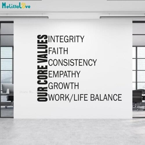 Our Core Values Wall Sticker Office Teamwork Vinyl Decals Motivational Balance Words Murals Removable YT6011